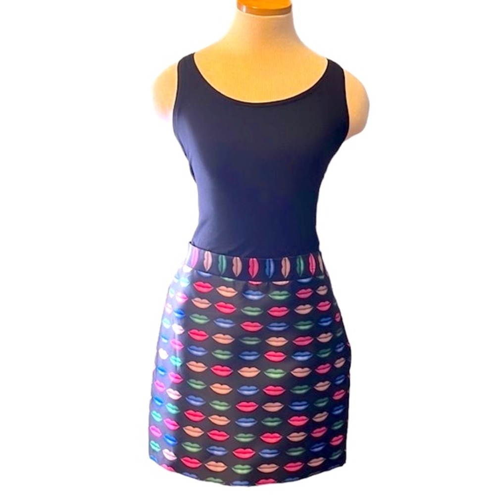 Milly Multicolor Printed Lips Mini Skirt, size 8